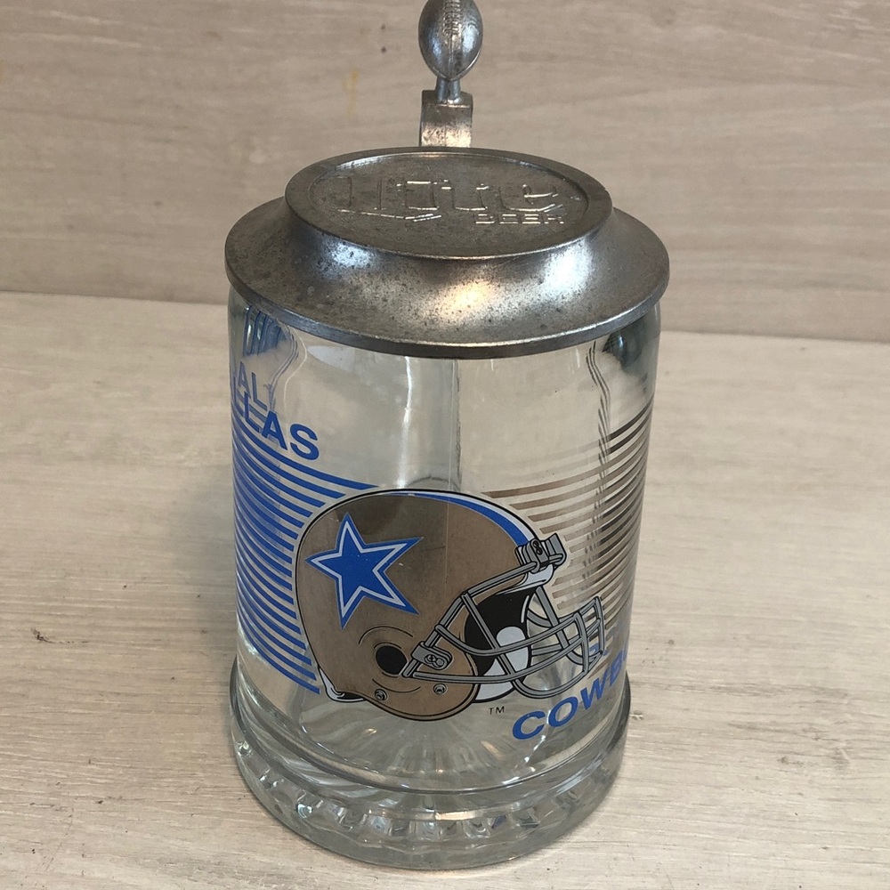 Dallas Cowboys NFL Miller Lite Beer handcrafted tankard mug w Lid Please Read